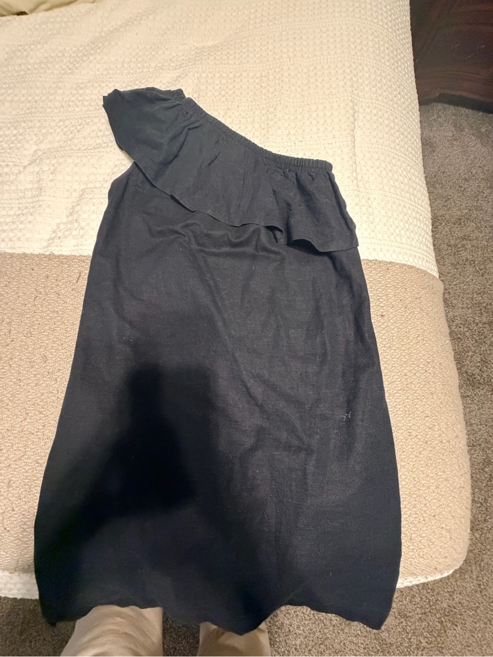 J. Crew One-Shoulder Black Ruffle Dress